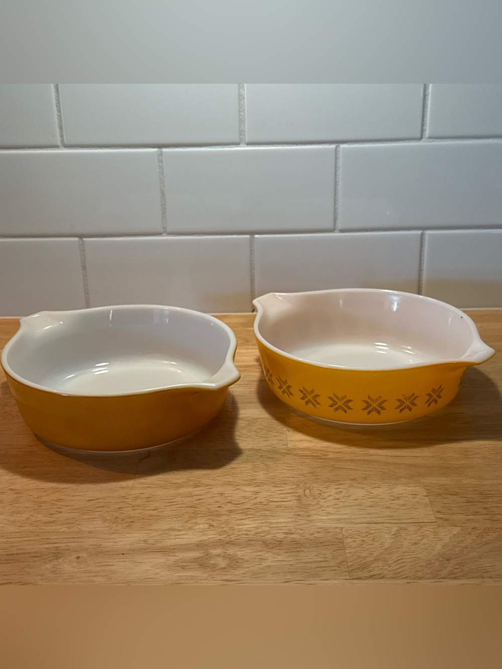 2 Pyrex Town & Country Cross Stitch Star Orange Casserole NO Lid # 471 - 1 PT.